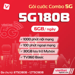 Gói cước combo 5G180B Viettel