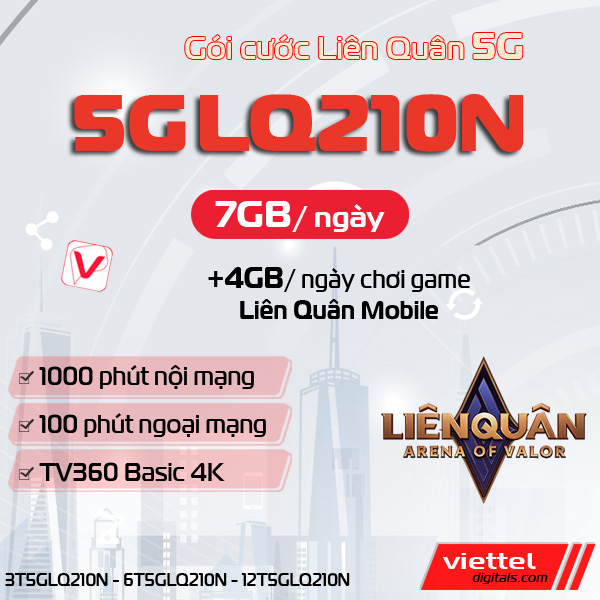 Gói cước combo Liên Quân 5GLQ210N